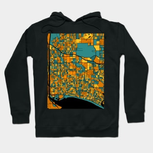 Long Beach Map Pattern in Orange & Teal Hoodie